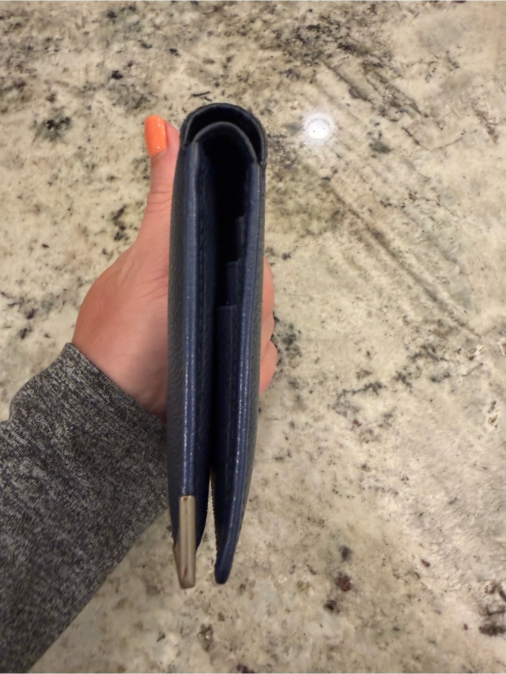 Yves Saint Laurent Navy Blue Leather Bifold Wallet with Gold Corners - Picture 4 of 11